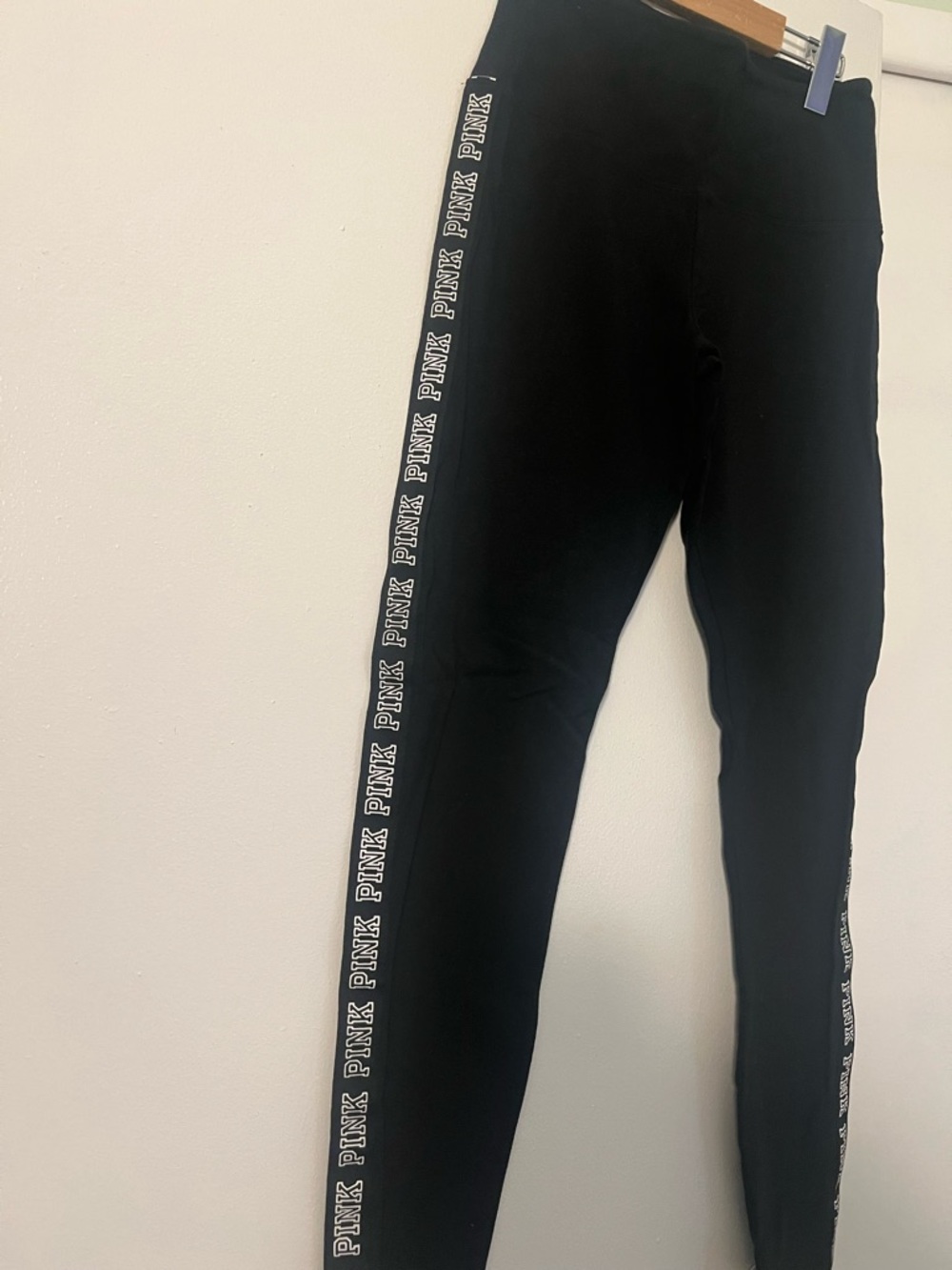 PINK Victoria's Secret Black Jogger Sweatpants with Side Logo Tape